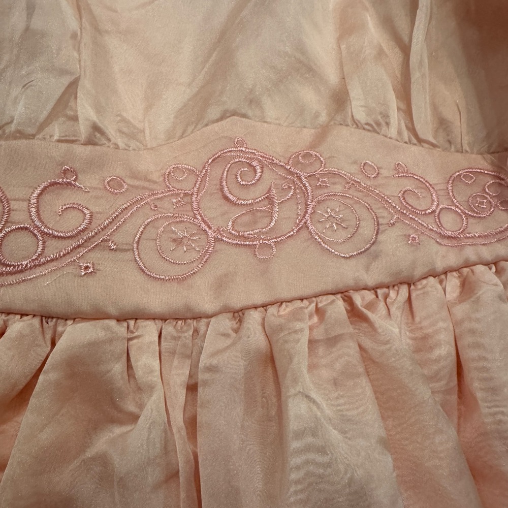 Wicked Glinda Peach Pink Embroidered Dress Adult SM Cosplay Halloween Costume - Picture 9 of 12